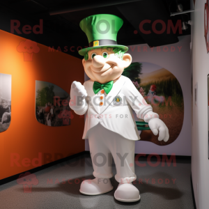 White Leprechaun Hat mascot costume character dressed with a Chinos and Hat pins