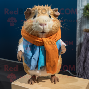 Tan Guinea Pig mascot costume character dressed with a Shorts and Scarves
