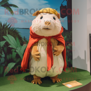 Tan Guinea Pig mascot costume character dressed with a Shorts and Scarves