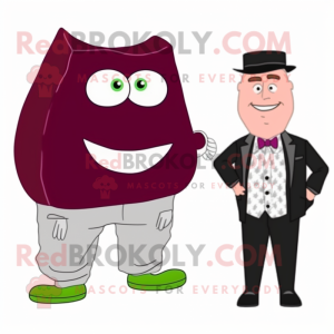 Maroon Corned Beef And Cabbage mascot costume character dressed with a Tuxedo and Pocket squares