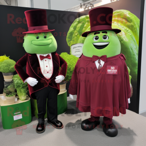 Maroon Corned Beef And Cabbage mascot costume character dressed with a Tuxedo and Pocket squares