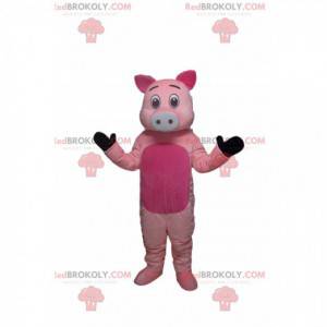 Mascotte de cochon rose, avec un joli groin blanc -