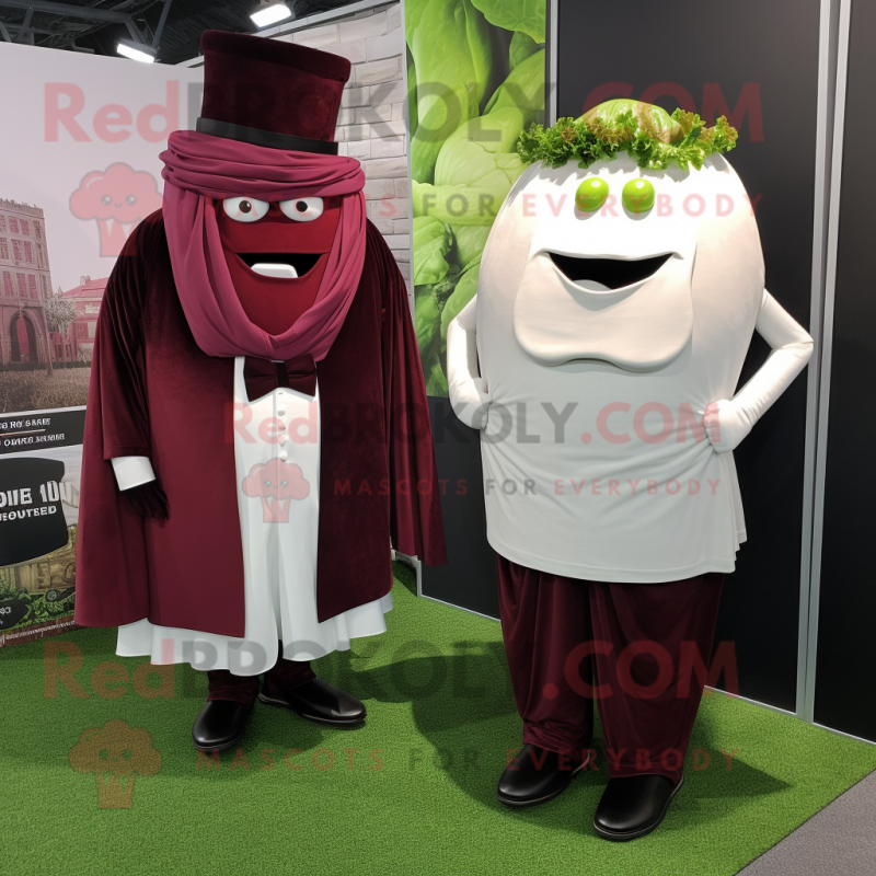 Maroon Corned Beef And Cabbage mascot costume character dressed with a Tuxedo and Pocket squares Maroon Corned Beef And Cabbage mascot costume character dressed with a Tuxedo and Pocket squares