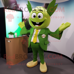 Olive Tooth Fairy mascot costume character dressed with a Suit Pants and Wallets