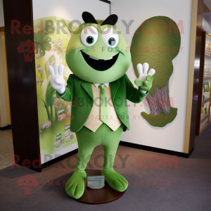 Olive Tooth Fairy mascot costume character dressed with a Suit Pants and Wallets