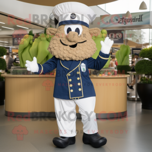 Navy Falafel mascot costume character dressed with a Windbreaker and Shoe laces