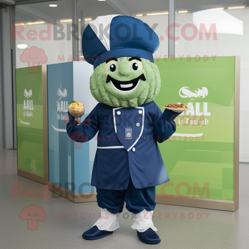 Navy Falafel mascot costume character dressed with a Windbreaker and Shoe laces