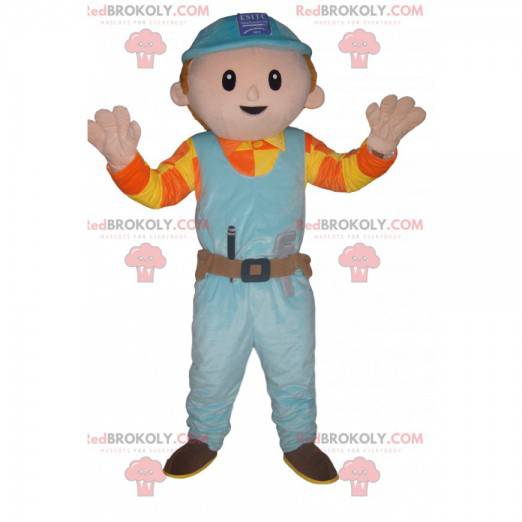 Handyman mascot with a blue safety helmet - Redbrokoly.com