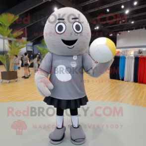 Gray Volleyball Ball mascot costume character dressed with a Culottes and Scarves