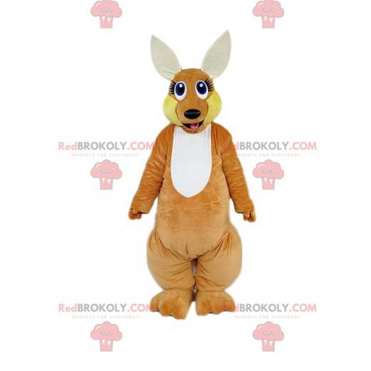 Mascote canguru marrom com olhar de alerta - Redbrokoly.com