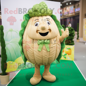 Tan Cabbage mascot costume character dressed with a Suit and Foot pads