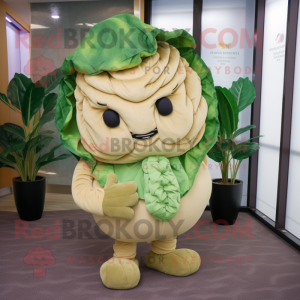 Tan Cabbage mascot costume character dressed with a Suit and Foot pads