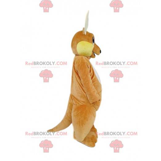 Brown kangaroo mascot with an alert look - Redbrokoly.com