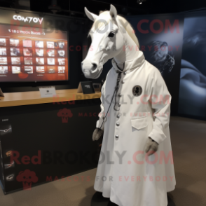 White Mare mascot costume character dressed with a Cover-up and Lapel pins