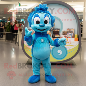 Cyan Acrobat maskot kostym...