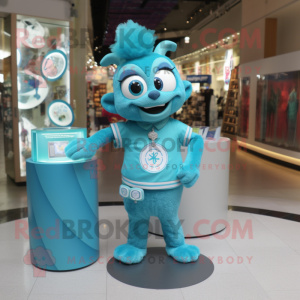 Cyan Acrobat maskot drakt...