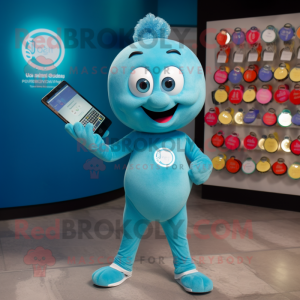 Cyan Acrobat maskot kostym...