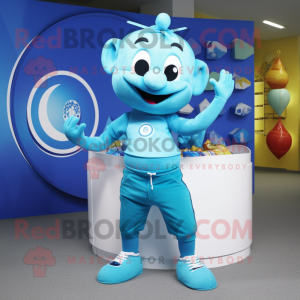 Cyan Acrobat maskot kostym...