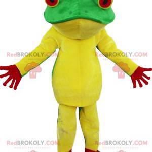 Maskotka zielona, ​​żółta i czerwona żaba - Redbrokoly.com