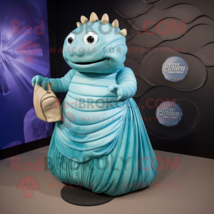 Cyan Trilobite maskot drakt...