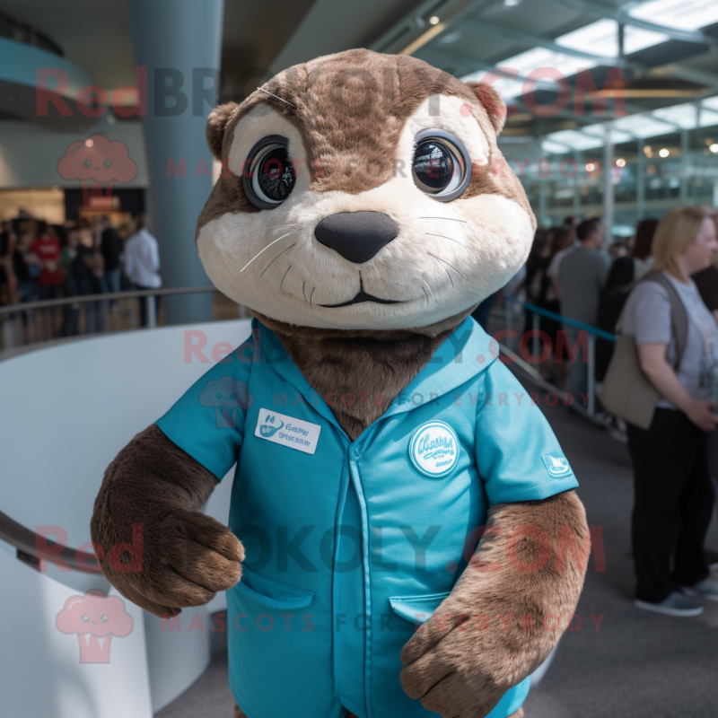 nan Otter mascot costume character dressed with a Polo Shirt and Watches