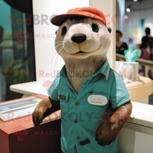 nan Otter mascot costume character dressed with a Polo Shirt and Watches