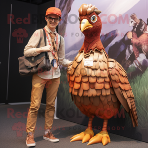 Rust Pheasant mascot costume character dressed with a Chinos and Watches