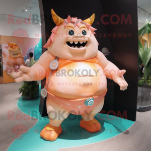 Peach Ogre mascot costume character dressed with a Swimwear and Watches