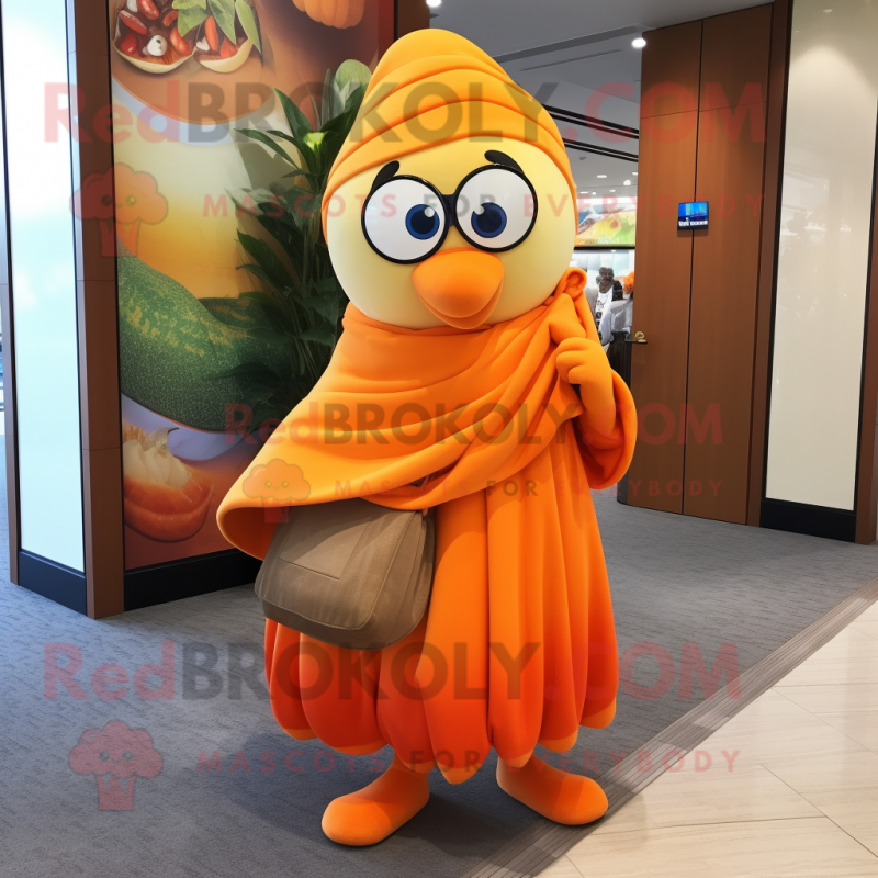 Orange Orange mascot costume character dressed with a Wrap Dress and Handbags