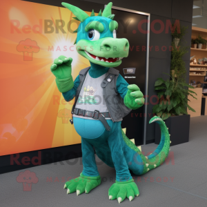 Green Dragon maskot kostym...