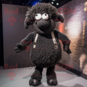 Black Sheep mascot costume character dressed with a Skinny Jeans and Hairpins