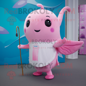 Rosa Narwhal maskot kostym...