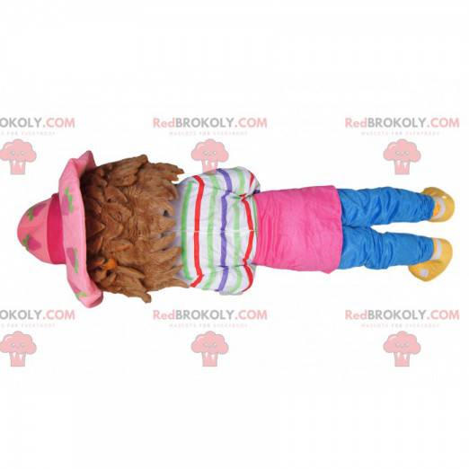 Flirtatious little girl mascot - with a pretty pink hat -