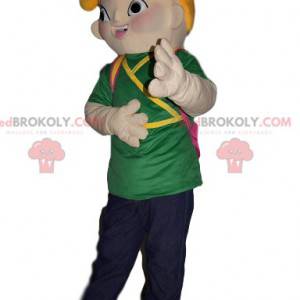 Liten jente maskot med blonde dyner - Redbrokoly.com