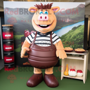 nan Bbq Ribs mascot costume character dressed with a Rugby Shirt and Wallets