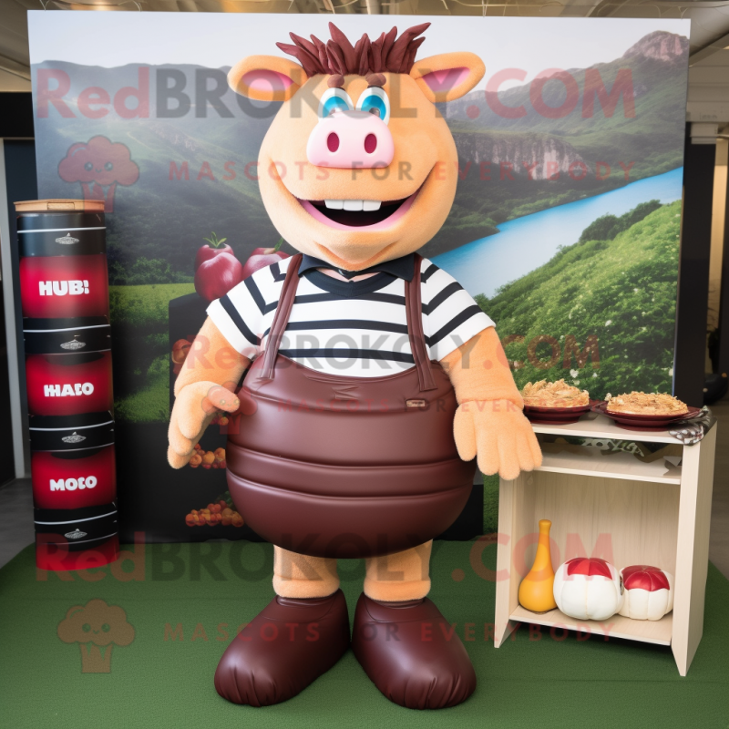 nan Bbq Ribs mascot costume character dressed with a Rugby Shirt and Wallets nan Bbq Ribs mascot costume character dressed with a Rugby Shirt and Wallets