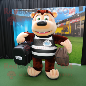 nan Bbq Ribs mascot costume character dressed with a Rugby Shirt and Wallets