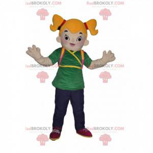 Mascote de menina com colchas loiras - Redbrokoly.com