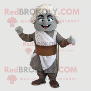 Gray Biryani mascot costume character dressed with a Dress Shirt and Belts