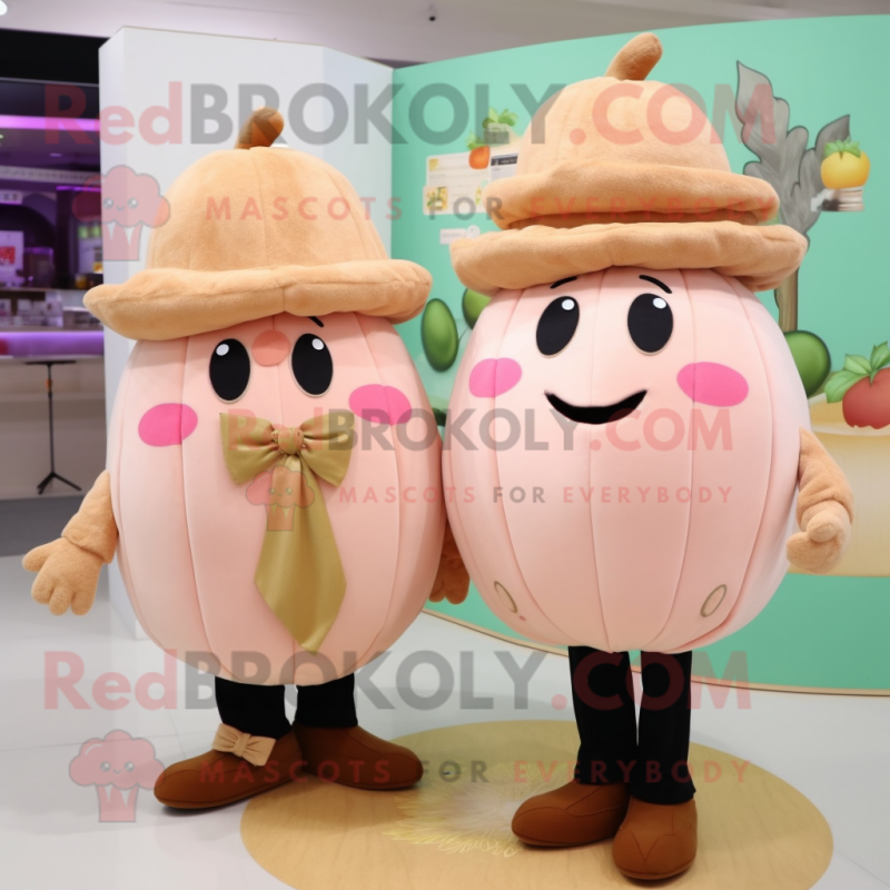 Peach Turnip mascot costume character dressed with a Blouse and Hats