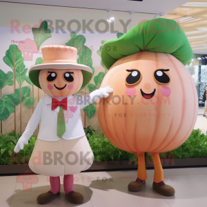 Peach Turnip mascot costume character dressed with a Blouse and Hats