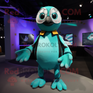 Teal Penguin maskot kostym...