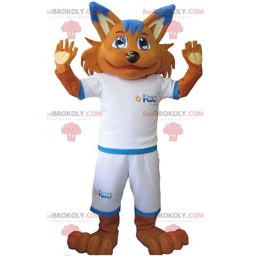 Orange fox mascot in sportswear - Redbrokoly.com