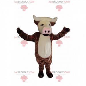 Mascot vaca marrón con hermosos cuernos. - Redbrokoly.com