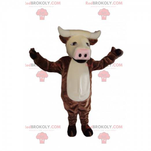 Mascotte mucca marrone con belle corna. - Redbrokoly.com
