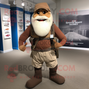 Brown Civil War Soldier mascot costume character dressed with a Running Shorts and Backpacks