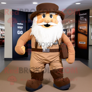 Brown Civil War Soldier mascot costume character dressed with a Running Shorts and Backpacks