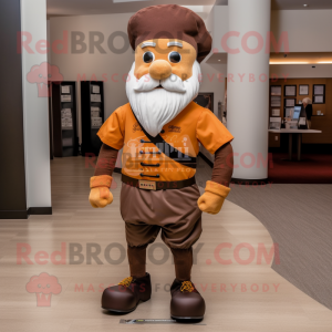 Brown Civil War Soldier mascot costume character dressed with a Running Shorts and Backpacks