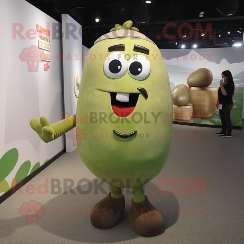 Olive Potato mascot costume character dressed with a Pencil Skirt and Bracelets Olive Potato mascot costume character dressed with a Pencil Skirt and Bracelets