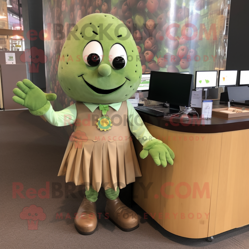 Olive Potato mascot costume character dressed with a Pencil Skirt and Bracelets Olive Potato mascot costume character dressed with a Pencil Skirt and Bracelets